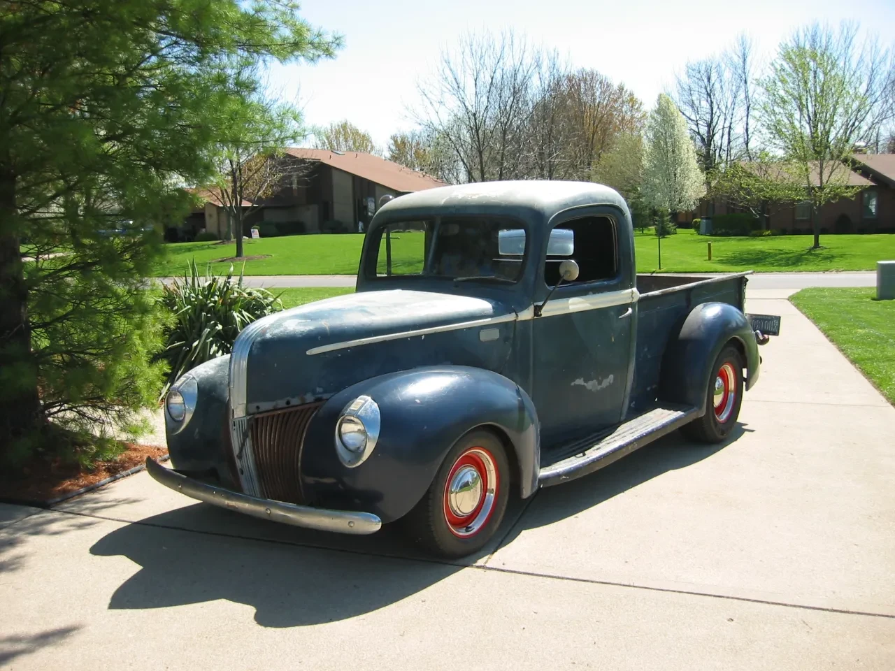 Vintage blue pickup truck